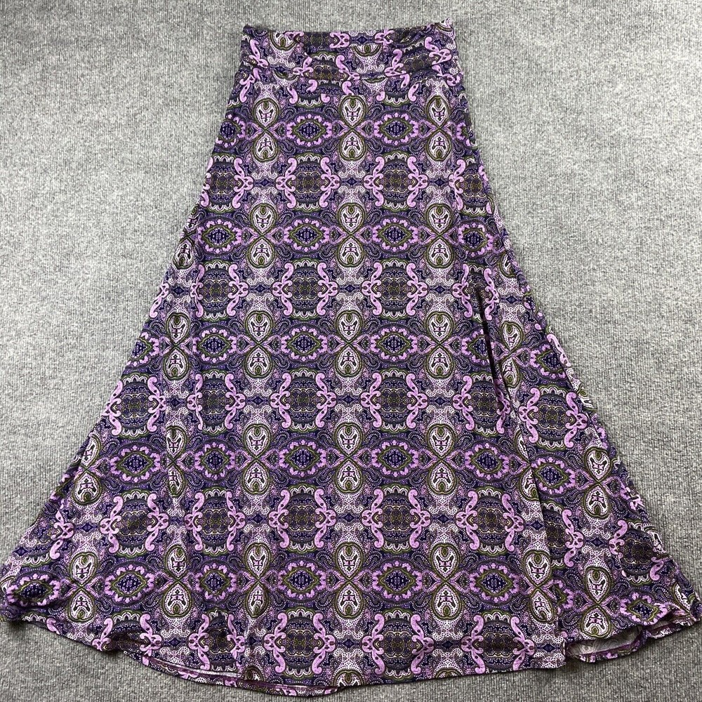 LuLaRoe Purple and Black Patterned Maxi Skirt